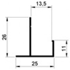 F профиль: PDP-100 (F-26) под панели 12 мм., 26 х 11 х 25 х 3000 мм.