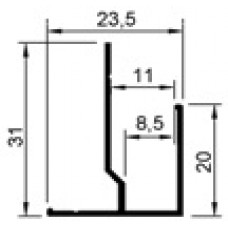 F профиль: PDP-100 (F-8|10) под панели: 8|10 мм, 31 х 20 х 23,5 х 3000 мм