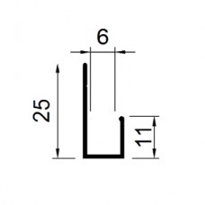 L профиль: PDP-100 (L-6) под панели: 6 мм 6,5 х 25 х 11 х 3000 мм